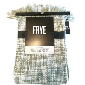 Frye Oversized Woven Throw Blanket Sage Green 50x70 in Fringe Modern Farmhouse